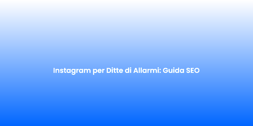 Instagram per Ditte di Allarmi Guida SEO 1