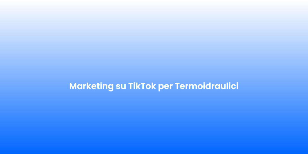 Marketing su TikTok per Termoidraulici