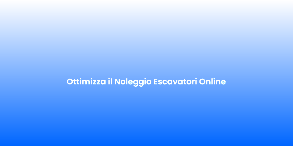 Ottimizza il Noleggio Escavatori Online 2