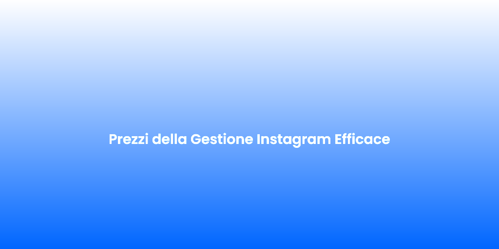 Prezzi della Gestione Instagram Efficace