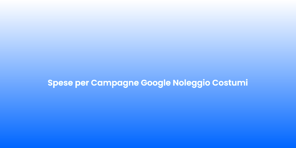 Spese per Campagne Google Noleggio Costumi