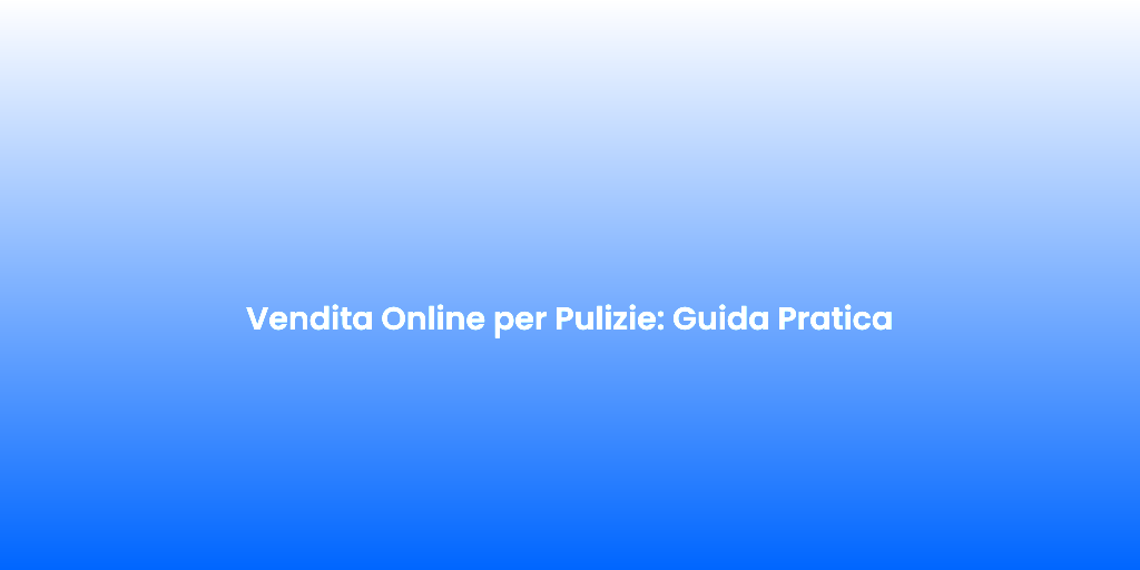 Vendita Online per Pulizie Guida Pratica